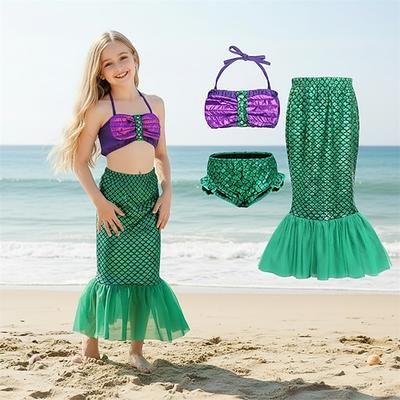 Sirena Principessa Vestito Costume per festa a tema Film Cosplay for Ragazze Bambini Halloween Carnevale Mascherata Vacanza Ferie Nuoto