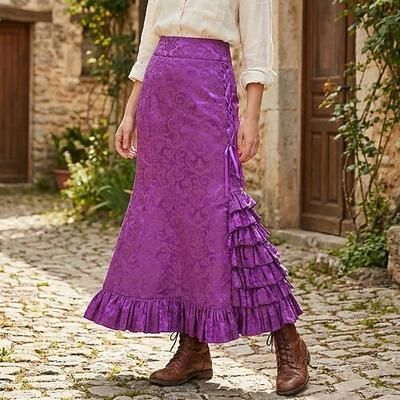 Gotico Vittoriano Medievale Lunghezza al pavimento Gonna Principessa Nobildonna Floreale Sirena Tromba Costume Per donna Fantasia Carnevale Mascherata Feste Fiera Rinascimentale LARP Adulti Gonna