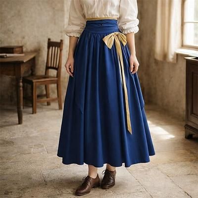 Vittoriano Medievale Rinascimento Lunghezza Tè Gonna Pirata Tinta unica Linea ad A Costume Per donna Costumi da pirata Halloween Carnevale Fiera Rinascimentale LARP Adulti Gonna