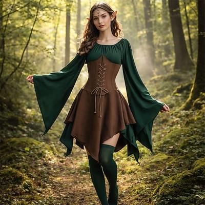 Medievale Rinascimento Vestito Copricapo Accessori Elfo Fata Elfico Costume Per donna Fantasia Halloween Carnevale Performance LARP Fiera Rinascimentale Adulti Vestito Altri Accessori