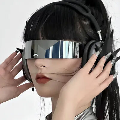Lunettes Cyberpunk Future Technology Sense, pour femmes et hommes, masques de fête intégrés, lunettes à bandeau intégré pour la mode streetwear
