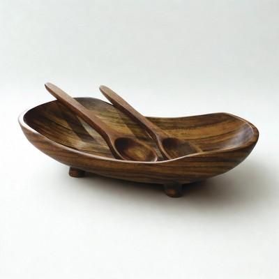 'Serving and Decorative Bowl Hand-Carved from Conacaste Wood'