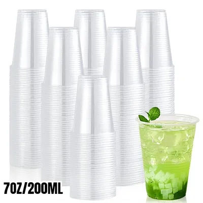 50/100PCS Disposable Transparent Plastic Cups Kitchen Utensils for Party Birthdays Coffee Cold Drinks Fruit Containers
