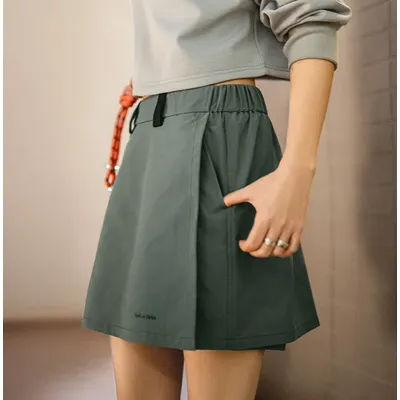 Maden nouveau extérieur a-ligne jupe-short femmes été léger randonnée taille élastique pantalon jupe décontracté polyvalent vert bas