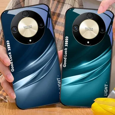 Coque de téléphone en verre vert doux dégradé, pour Honor 50 70 30 90 200 X5 X5b Plus X6 X8 4G 9 X9c Smart 30 Max Magic 4 5 Pro 7 Lite