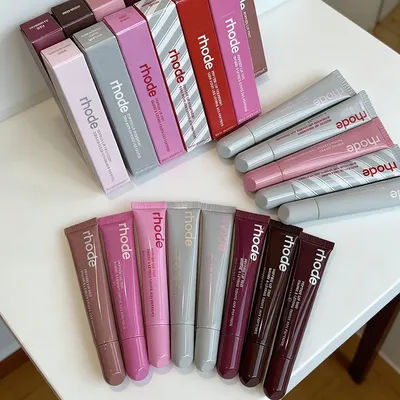 New Rhode Makeup Ribbon Cheek Blush Cream Blusher Stick Lip Gloss Phone Case for IPhone 17 16 15 INS SALTY TAN Espresso Lipstick