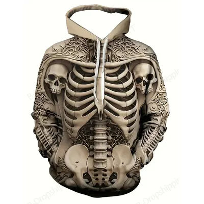 Creative Skeleton Skull 3d Print Hoodie Men Women Fashion Oversized Hoodie Sweatshirt Halloween Clothes Sports Tracksuit For Men