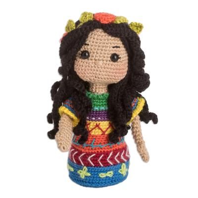 Guatemalan Girl,'Girl in Guatemalan Attire Crocheted Cotton Decorative Doll'