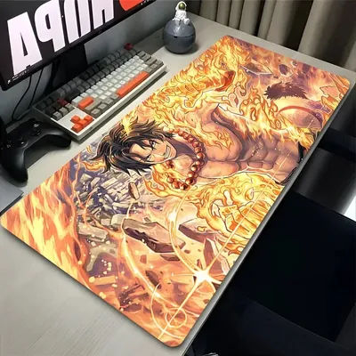 Tapis de souris XXL pour PC, anime japonais, flamme, O-one, P-piece, gamer, clavier, tapis pour ordinateur portable, P-portgas D A-ace, tapis de bureau, cadeau pour garçon