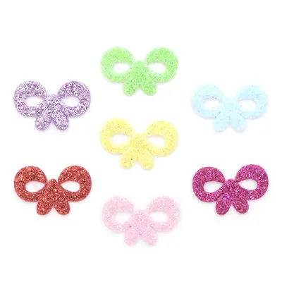 120Pcs Mixed Colors Glitter Bowknot Fabric Patches Butterfly Felt Applique for Crafts Clothes DIY Hair Bow Accessories