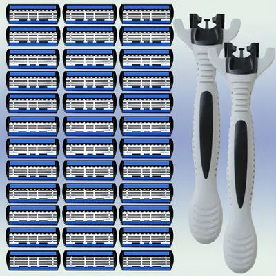 6 Blade Manual Razor For Men Six-Layer Replaceable Heads Old-Style Stainless Steel Blades Do Not Hurt The Skin Easy To Carry ﻿
