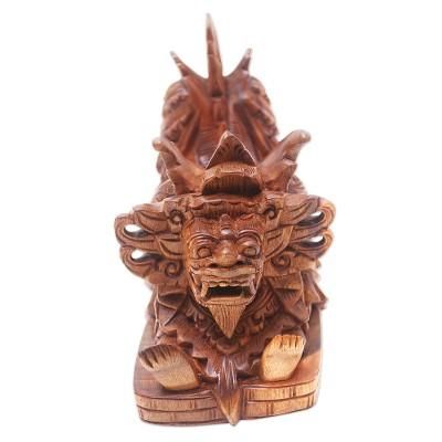 Barong on Stage,'Artisan Crafted Suar Wood Barong Sculpture'