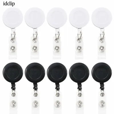 idclip 10 Pieces black white Retractable Badge Holder ID Badges Reel Clip On Card Holders with Alligator Clips