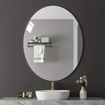 2D Acrylic Oval Self-Adhesive Mirror Irregular Punch-Free for Bathroom Toilet Wash Basin Living Room Bedroom Soft Wall Mirror