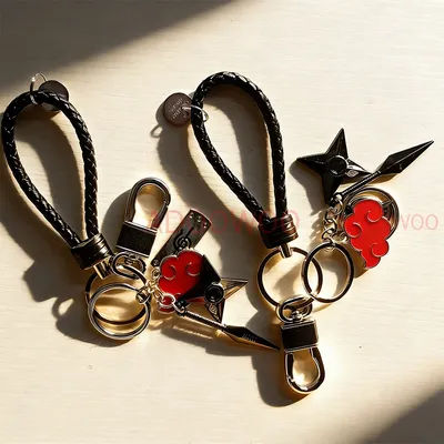 20 Styles Naruto Red Cloud Keychain Woven Leather Rope Charm Cartoon Fan Gift Bag Keychain Car Pendant Young Punk Toy Gift