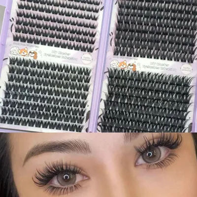 DIY Thick Curly False Eyelashes Self-adhesive Eyelashes Extension 11-13mm Clusters Individual Fluffy Mange Lashes