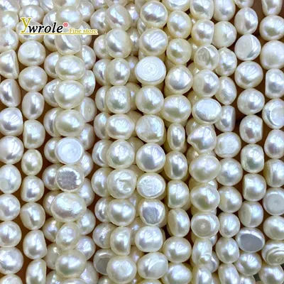 7-8mm Horizontal Hole Baroque Shape Natural Pearls Loose Spacer Beads for Jewelry Making Diy Freshwater Pearl Necklace Bracelet