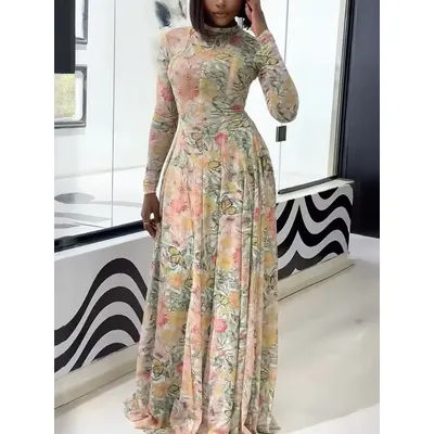 African Dresses For Women Elegant Spring Summer Long Sleeve Dashiki Maxi Dress Ladies Traditional African Clothing Fairy Dreaes