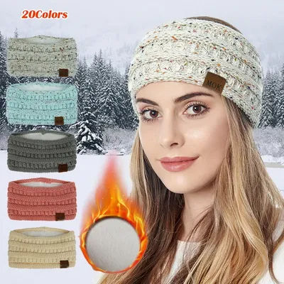 Plus récent large tricot laine bandeau hiver chaud oreille femmes épaissir Turban cheveux accessoires fille bandeau chapeaux oreille plus chaud