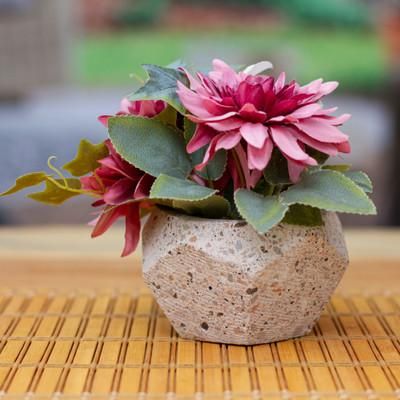 Modern Hexagon,'Hexagonal Rustic Recycled Stone Decorative Flower Pot'