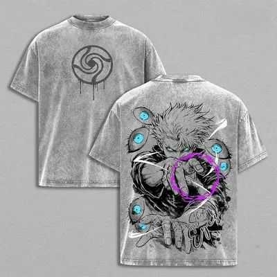 Jujutsu Kaisen Gojo Satoru T-shirt Anime Fashion Washed T Shirt Men's Women Clothing Summer Short Sleeve 100% Cotton Tees Tops