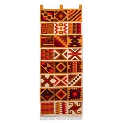 'Inca-Inspired Loomed Geometric Wool Tapestry from Peru'