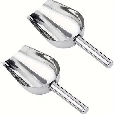 2 palette per il ghiaccio, palette da cucina, adatte per macchine per il ghiaccio, piccole palette per alimenti, adatte per bar, feste, matrimoni, cibo per cani, acciaio inossidabile argento