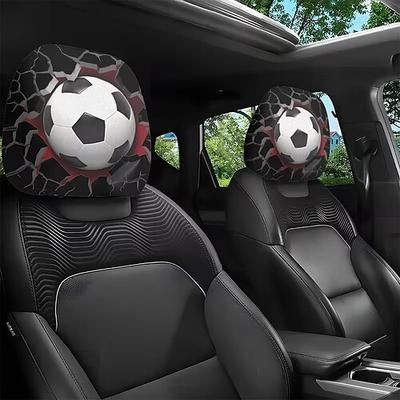 Copri poggiatesta per auto con stampa a tema calcio, 2 pezzi, decorazione per interni auto, protezione per sedili alla moda, facile da installare, adatto per guida a lunga distanza, spostamenti in