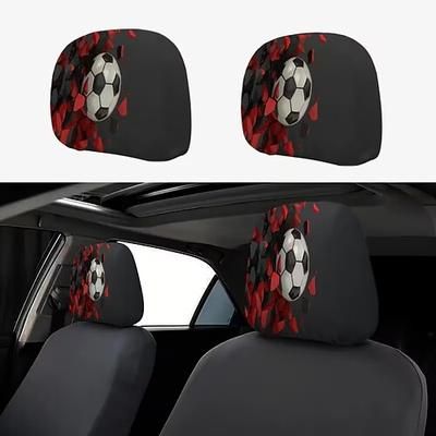 Copri poggiatesta per auto con stampa a tema calcio, 2 pezzi, decorazione per interni auto, protezione per sedili alla moda, facile da installare, adatto per guida a lunga distanza, spostamenti in