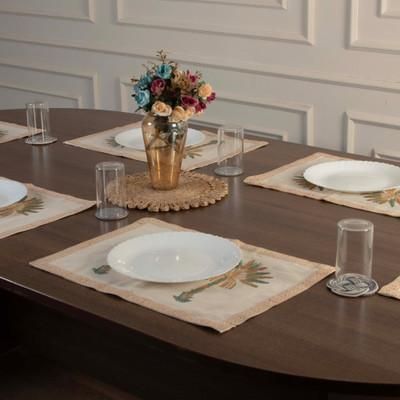 '6 Palm Tree-Patterned Hand-Block Printed Cotton Placemats'