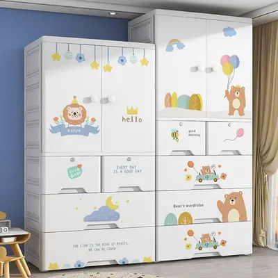 60cm Double Door Baby Clothes Storage Cabinet Milk Powder Organizer Home Bedroom Coat Closet Children's Room Furniture