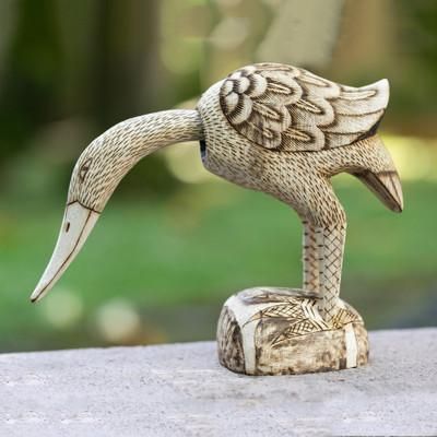 'Nature-Inspired Hand-Carved Mobile Duck Pule Wood Sculpture'