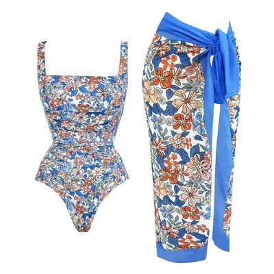 2 pièces rétro imprimé maillot de bain avec couverture Sexy femmes maillots de bain 2025 Push Up Bikinis femme Bandeau Biquini 2XL body maillots de bain