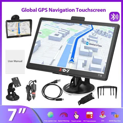 Système de navigation GPS 7 pouces 8 Go + 256 Mo pour voiture, camion, fourgon, vélo, bus avec écran tactile FM, moniteur portable
