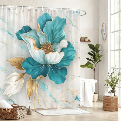 Vintage & Floral Themed Polyester Shower Curtain - Stylish Bathroom Decor, Fashionable Bath Linen for Home Hotel Use