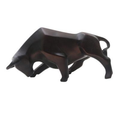 Determined,'Artisan Crafted Cement Bull Statuette'