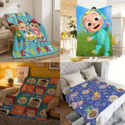 Animation C-Cocomelon Throw Soft Cozy Flannel Throw Blanket for Sofa Bedroom and More