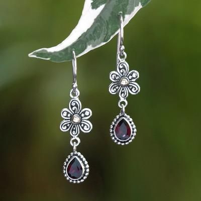 'Spring-Inspired 2-Carat Natural Pear Garnet Dangle Earrings'