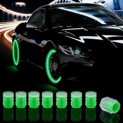 8 confezioni di tappi per valvole di pneumatici fluorescenti in plastica, coprivalvola luminosi per ruote auto, coprivalvola universali/tappi antipolvere per auto, camion, moto, biciclette