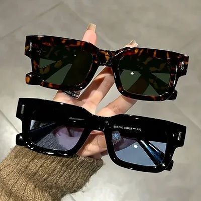 Lunettes de soleil rectangulaires de luxe pour femmes et hommes, de marque de créateur, décontractées, en plastique, pour l'extérieur