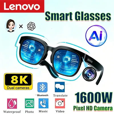 Lunettes Intelligentes Lenovo 2026 : Traduction IA, Conversation Bluetooth, Enregistrement, Écoute Musicale – Lunettes de Soleil Connectées pour Hommes et Femmes
