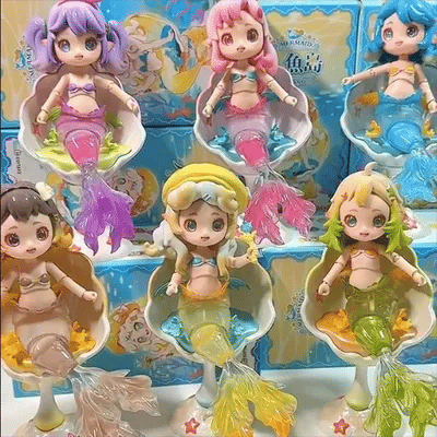 Genuine Mermaid Island Series Blind Box Mermaid Doll Bjd Movable With Replaceable Fish Tail Gorgeous Seat Toy Ornament