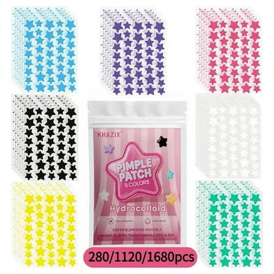 280/1120/1680pcs Star Hydrocolloid Acne Patches,Colorful Star Pimple Patches Ultra-thin Concealer Acne Patches For Face