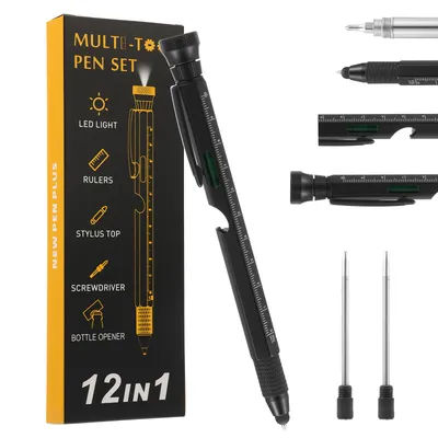12 In 1 EDC Multi Tool Pen with LED Light Level Bottle Opener Touchscreen Stylus and Screwdriver Father's Day Men Gadgets Gifts