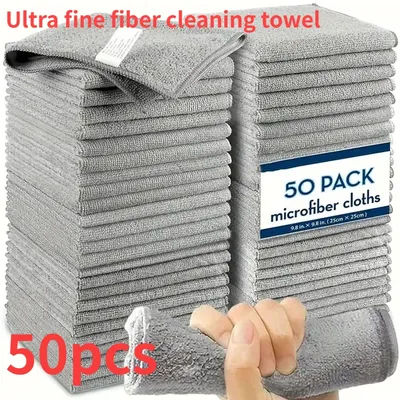 50pcs Microfiber Cleaning Cloths for Bicycle Car Kitchen Towel Absorbent Soft and Stain-removing Cloth Reusable Cleaning Towels