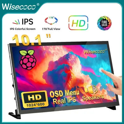 7"/10.1" Portable Raspberry Pi Screen Touchscreen 1024x600 HDMI Portable Monitor for Raspberry Pi 5/4/3/2/Zero/B/B+ Win11/10/8