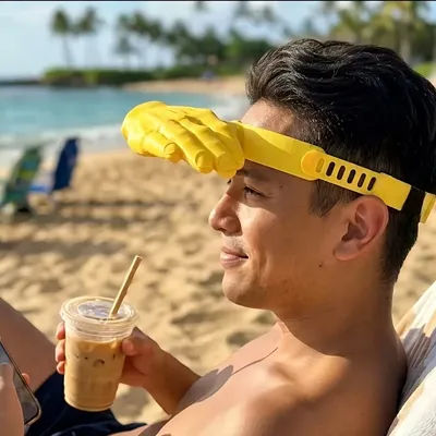 Nouveau Chapeau de Soleil 3D Original en Forme de Main – Visière Amusante Unisexe pour Spectateurs de Stades, Plage, Concerts, Fêtes et Voyages en Extérieur