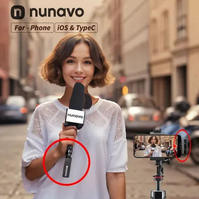 NUNAVO Wireless Microphone Converter XLR Transmitter Receiver Transmission Phone Android Smart telephone Interview live stream