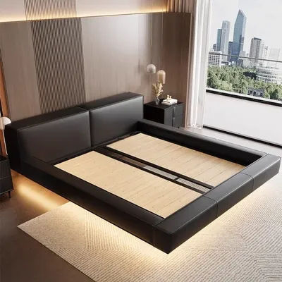 King Sizes Double Bed Floating Frame Luxury Smart With Led Cosy Furniture Bedroom Beds 2 People 220x200cm 180x200cm 150x200cm