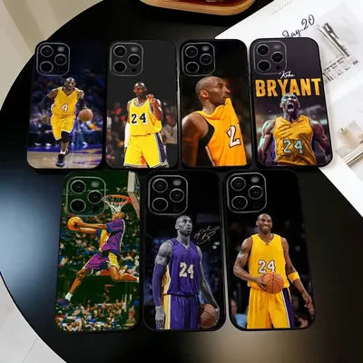 Coque de téléphone en silicone souple noire pour iPhone 17, 16, 15, 14, 13, 12, 11 Plus, Pro Max, XS – Motif K-Kobe B-Bryant-KB